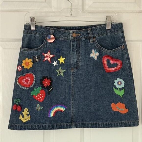 Moda International Dresses & Skirts - Denim Mini Skirt with Patches and Flare
